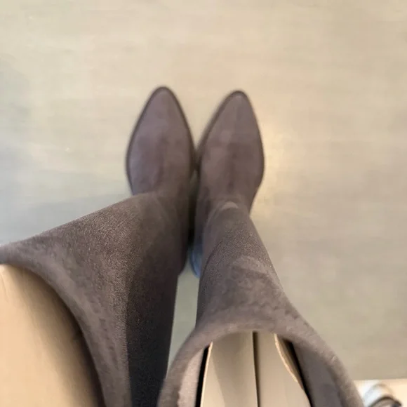 $598 La Canadienne Paton Western Boot Waterproof Suede Knee High Grey Heel 35.5 - Picture 13 of 16